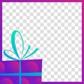 Gift box banner. Social media post layout. Christmas sale, birthday, giveaway frame template. Vector illustration. Royalty Free Stock Photo